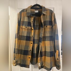 Frank&Oak Plaid Button-Up Shacket in Mustard & Navy